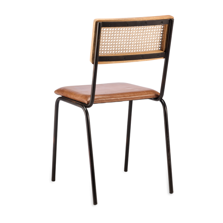 Iswa Tan Leather and Rattan Dining Chair from Accessories for the Home