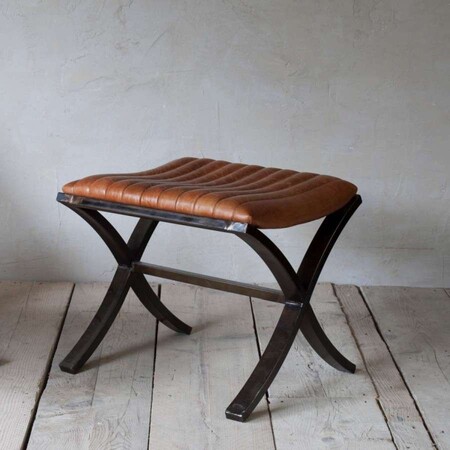Narwana Ribbed Leather Footstool from Accessories for the Home