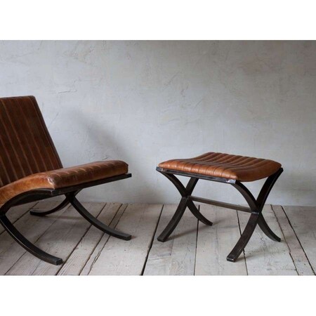 Narwana Ribbed Leather Footstool from Accessories for the Home 2