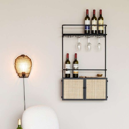Guuji Rattan & Iron Wine Shelf from Accessories for the Home