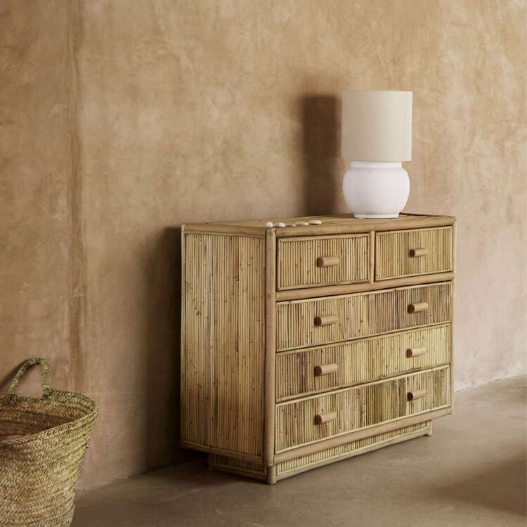 Tinekhome 5 Drawer Natural Rattan Dresser from Accessories for the Home