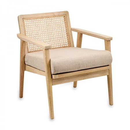 Atri Wood & Cane Occasional Chair with Cushion from Accessories for the Home 2