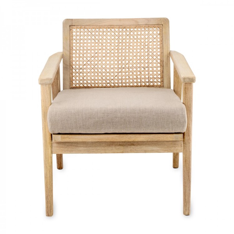 Atri Wood & Cane Occasional Chair with Cushion from Accessories for the Home
