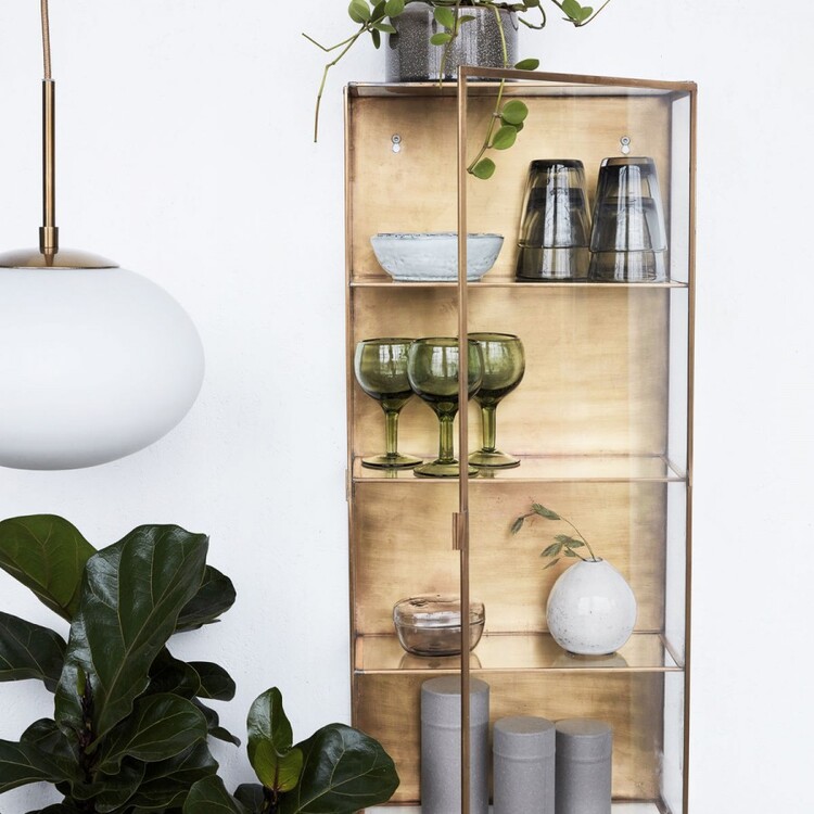 Riley Large Brass and Glass Wall Cabinet from Accessories for the Home