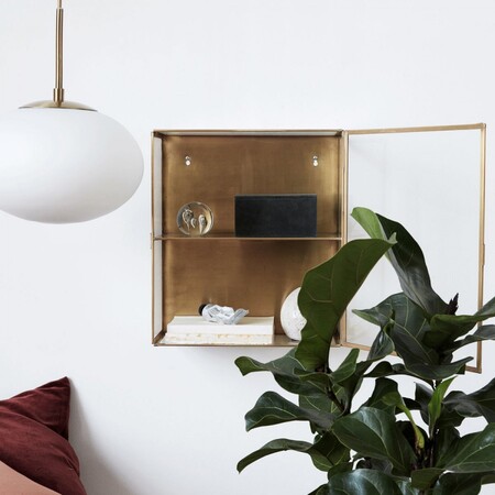 Riley Small Brass and Glass Wall Cabinet from Accessories for the Home