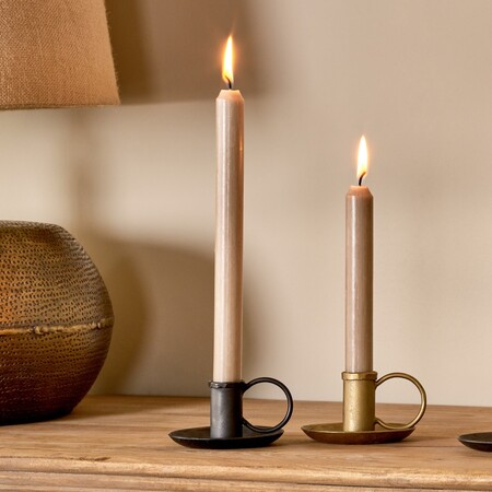 Amri Iron Candlestick - Antique Brass or Black from Accessories for the Home