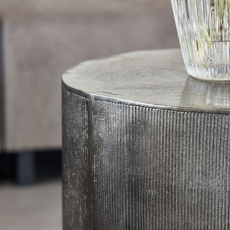 Rota Brushed Silver Circular Coffee Table (50cm Dia) from Accessories for the Home