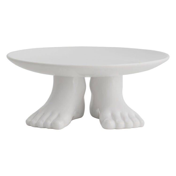 Nordal CICELY White Ceramic Feet Cake Stand from Accessories for the Home