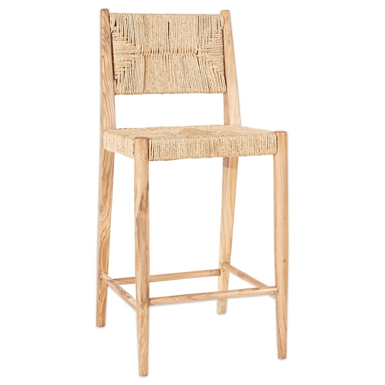 Lohanda Natural Acacia Wood and Grass Counter Stool from Accessories for the Home