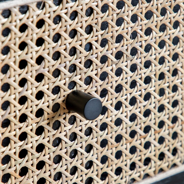 Stella Black Wood and Rattan Chest of Drawers from Accessories for the Home