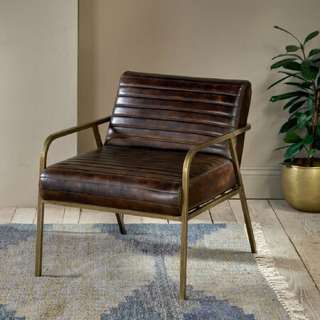 Mirai Ribbed Leather Armchair from Accessories for the Home