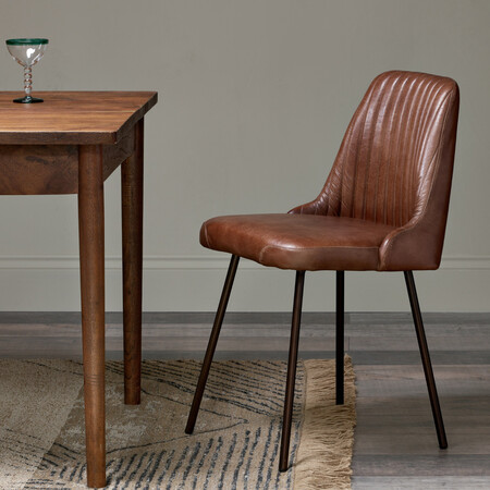 Harsha Chocolate Brown Leather Dining Chair from Accessories for the Home