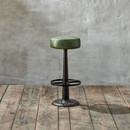 Leather and Iron Bar Stool in Chocolate Brown or Rich Green from Accessories for the Home