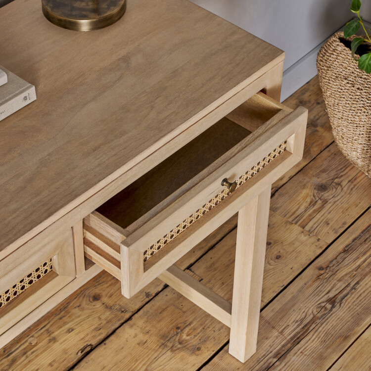 Kanz Mango Wood and Cane Console Table/Desk from Accessories for the Home
