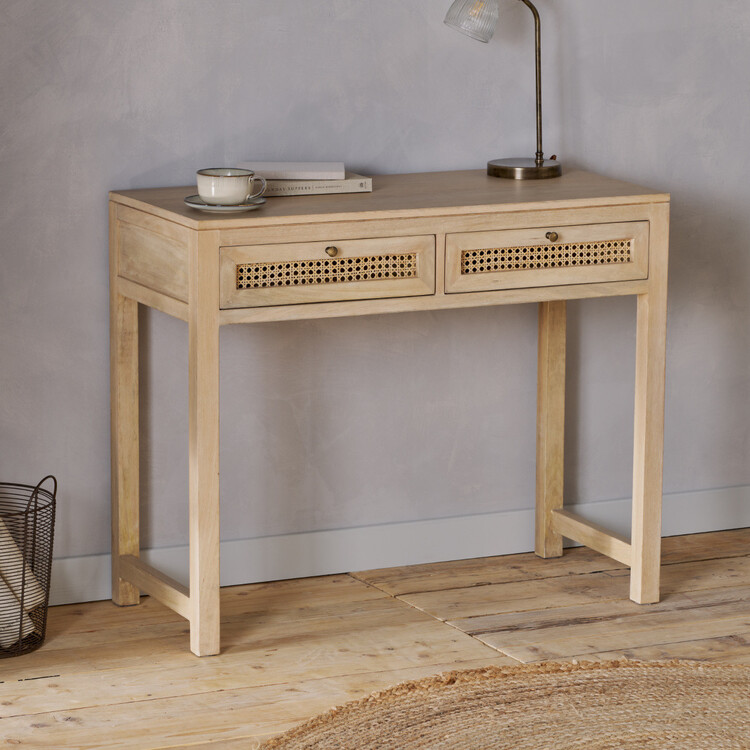 Kanz Mango Wood and Cane Console Table/Desk from Accessories for the Home