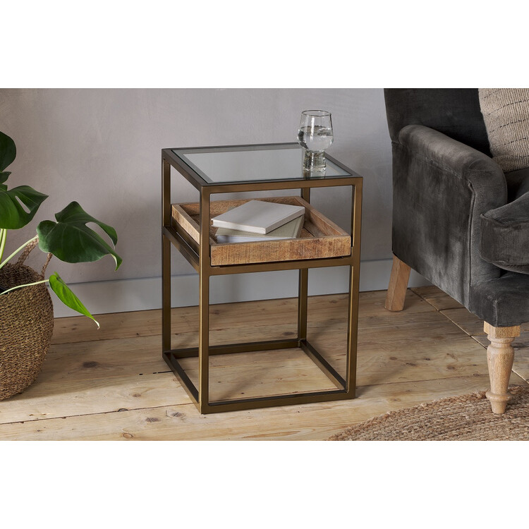 Luzon Brass & Mango Wood Display Side Table from Accessories for the Home