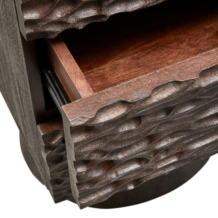 Crumble Carved Mango Wood Side Table with Drawers from Accessories for the Home