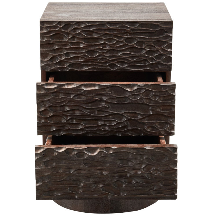 Crumble Carved Mango Wood Side Table with Drawers from Accessories for the Home