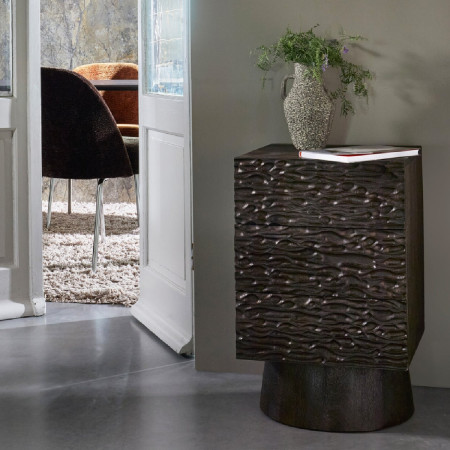 Crumble Carved Mango Wood Side Table with Drawers from Accessories for the Home