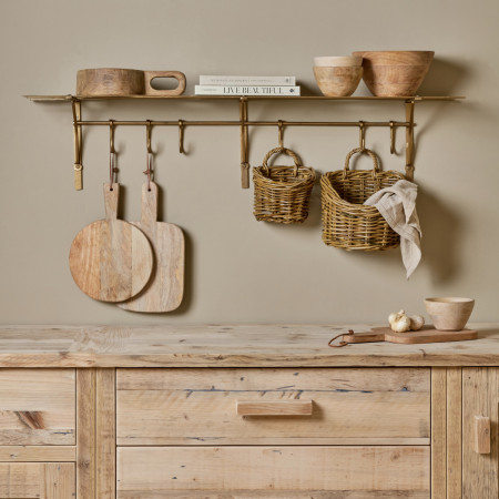 Basti Iron Storage Shelf in Antique Brass from Accessories for the Home