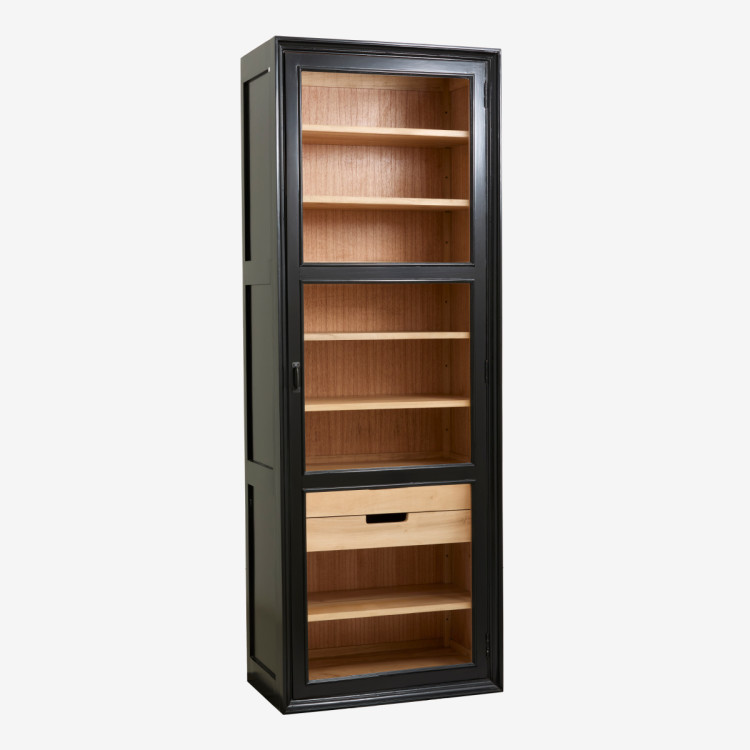 Nordal Viva Black Wood Slim Cabinet with Glass Door from Accessories for the Home