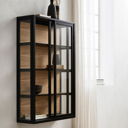 Nordal Bei Black Wall Cabinet with Sliding Doors from Accessories for the Home