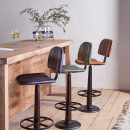 Narwana Leather & Iron Bar Chair- Aged Black from Accessories for the Home