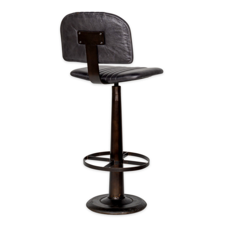 Narwana Leather & Iron Bar Chair- Aged Black from Accessories for the Home