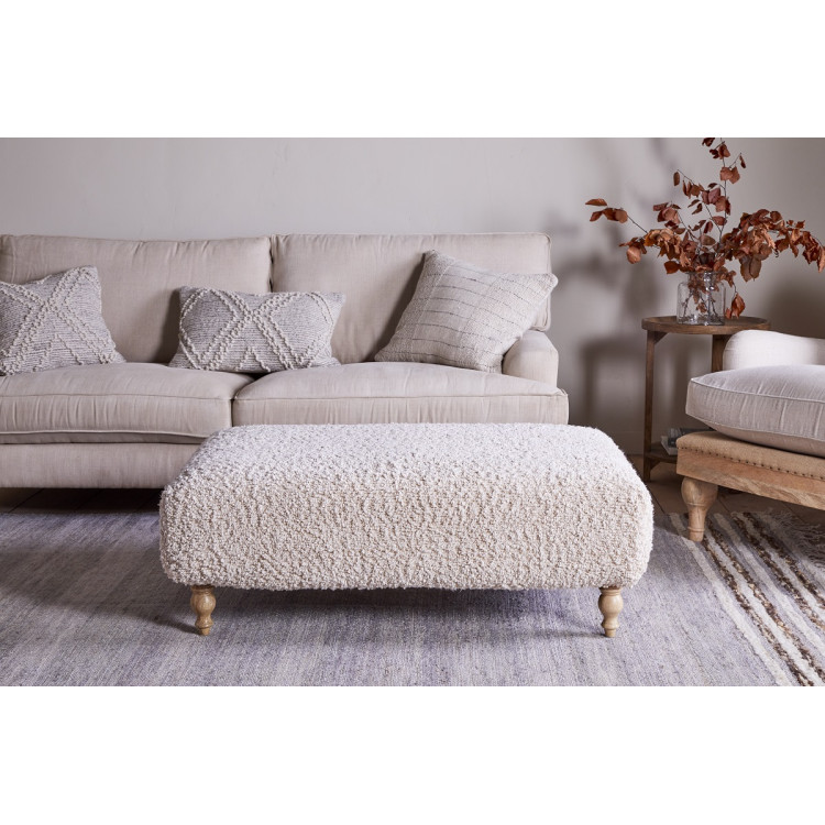 Otas Teddy Cotton Ottoman in Off White from Accessories for the Home