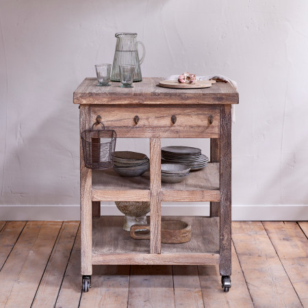 Tivu Reclaimed Wood Butchers Block Trolley from Accessories for the Home
