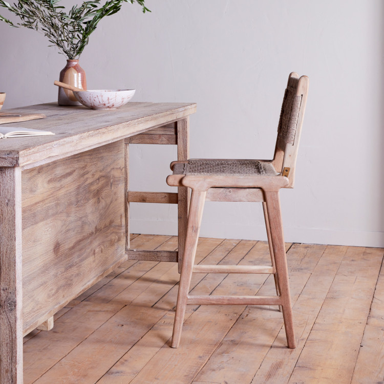 Vinay Woven Jute & Acacia Wood Counter Chair from Accessories for the Home