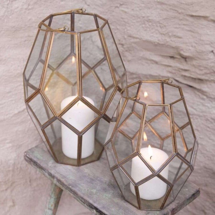 Antique Brass Glass Window Lanterns from Accessories for the Home